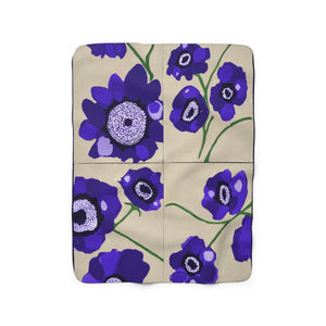 Ploochy's Poppies Purple Sherpa Fleece Blanket