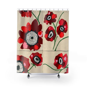 Open image in slideshow, Ploochy&#39;s Poppies Shower Curtain
