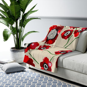 Open image in slideshow, Ploochy&#39;s Poppies Sherpa Fleece Blanket
