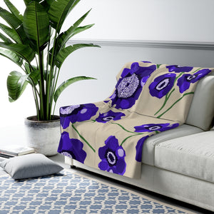 Ploochy's Poppies Purple Sherpa Fleece Blanket